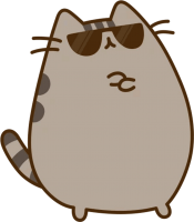 Pusheen wearing aviator sunglasses looking very cool